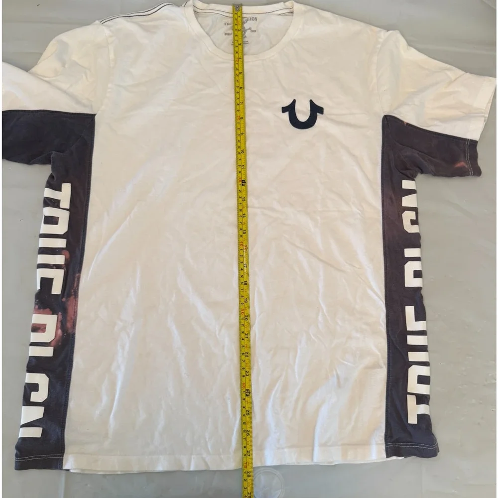 True Religion White Graphic T-Shirt Side Logo Short Sleeve Men's XL Cotton Tee